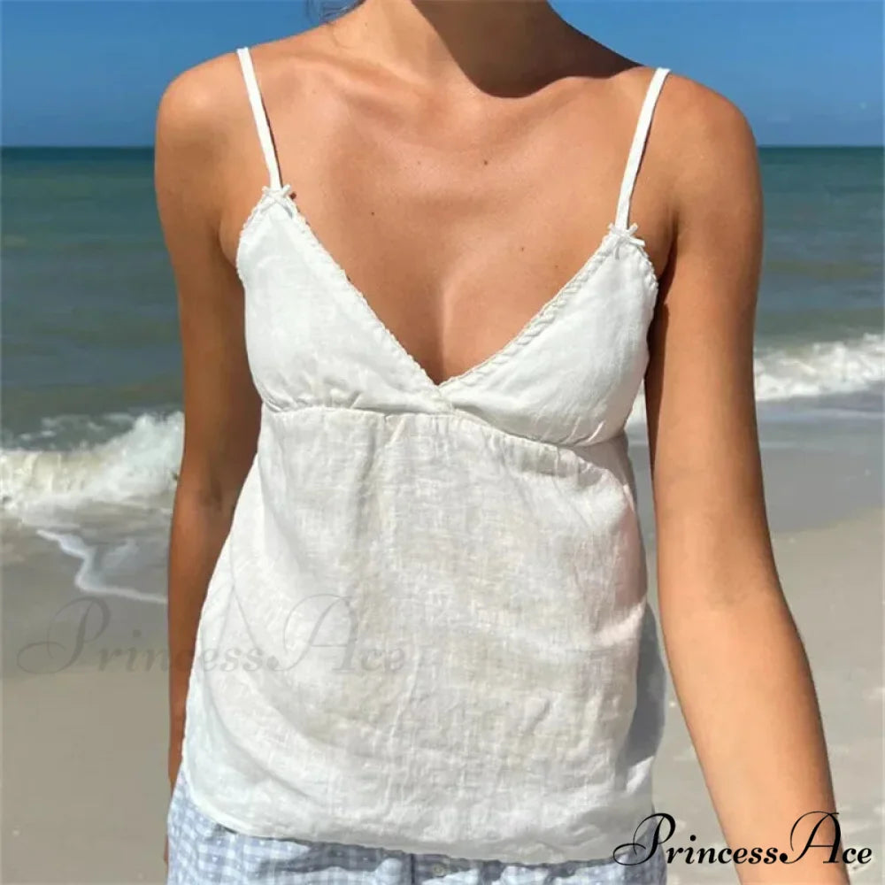 Ruffled Thin Strap Midriff Top