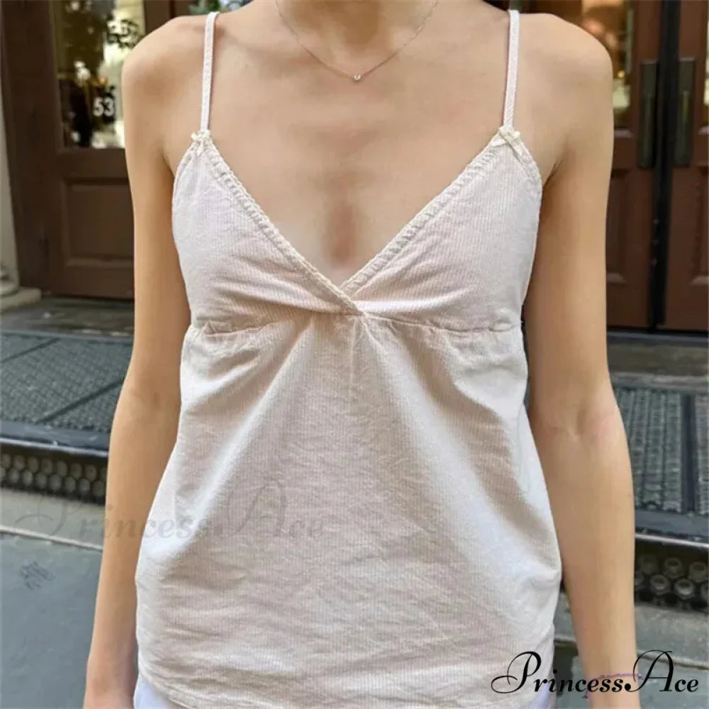 Ruffled Thin Strap Midriff Top