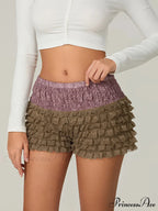 Ruffled Tiered Patchwork Short