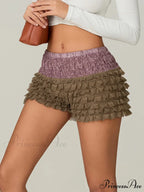 Ruffled Tiered Patchwork Short