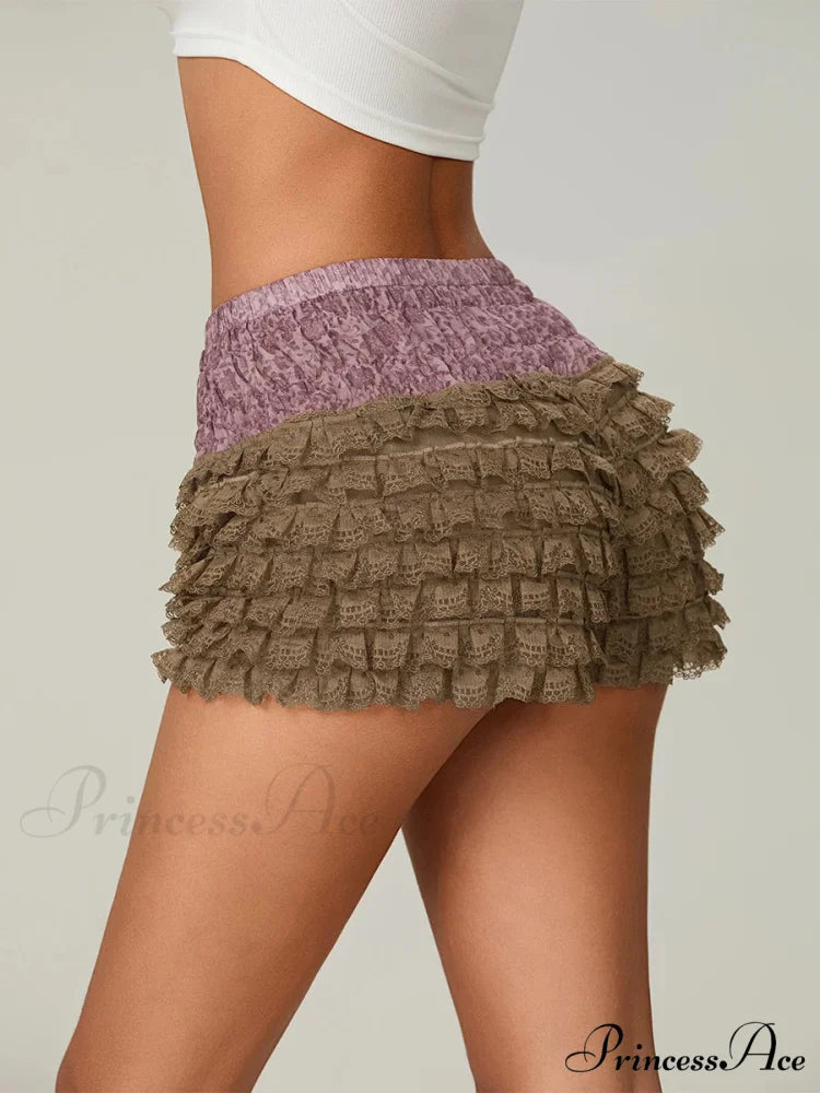 Ruffled Tiered Patchwork Short
