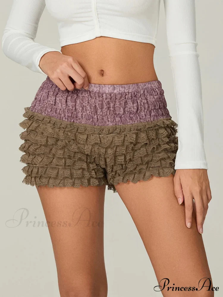 Ruffled Tiered Patchwork Short