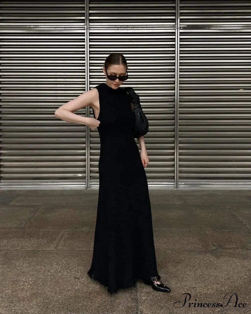 Ruffles Backless Maxi Dress