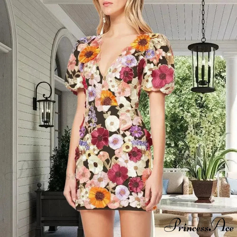 Ruffles Colorful Sling Mini Dress