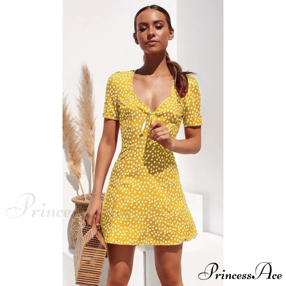 Ruffles Halter Irregular Lace Up Dress