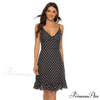 Ruffles Halter Irregular Lace Up Dress