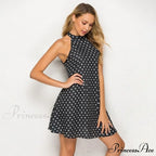 Ruffles Halter Irregular Lace Up Dress