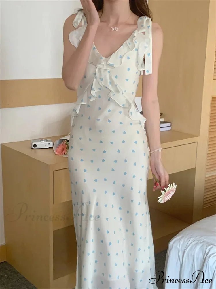 Ruffles V-Neck Chic Sleeveless Party Maxi Dress