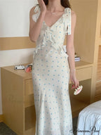 Ruffles V-Neck Chic Sleeveless Party Maxi Dress