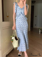 Ruffles V-Neck Chic Sleeveless Party Maxi Dress