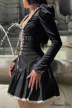 Rushed Lace Up Corset Mini Dress