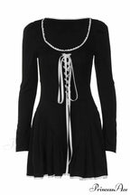 Rushed Lace Up Corset Mini Dress