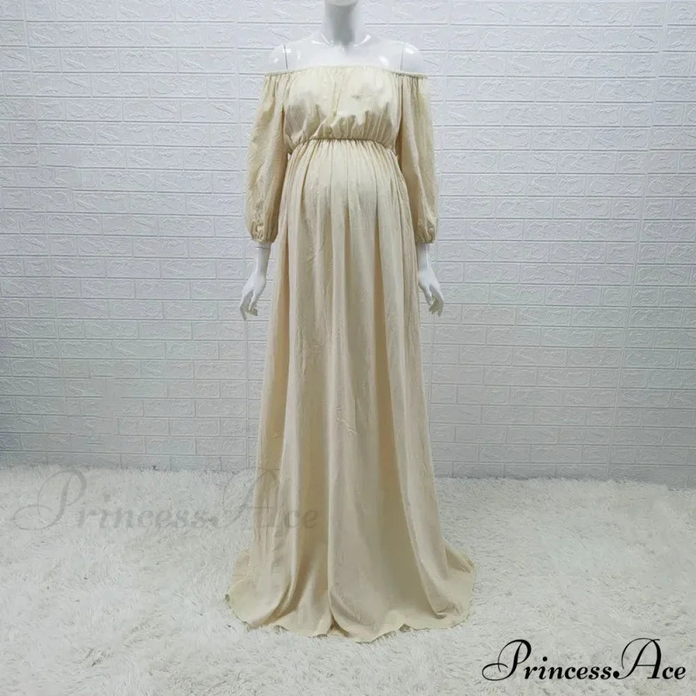 Rust Slash Neck Bohemian Pregnancy Boho Dress