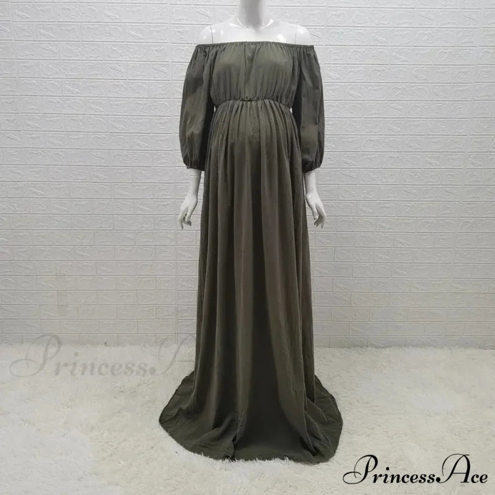 Rust Slash Neck Bohemian Pregnancy Boho Dress