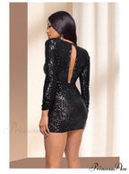 Sadie Formal Long Charming Sleeve Sequin Mini Dress