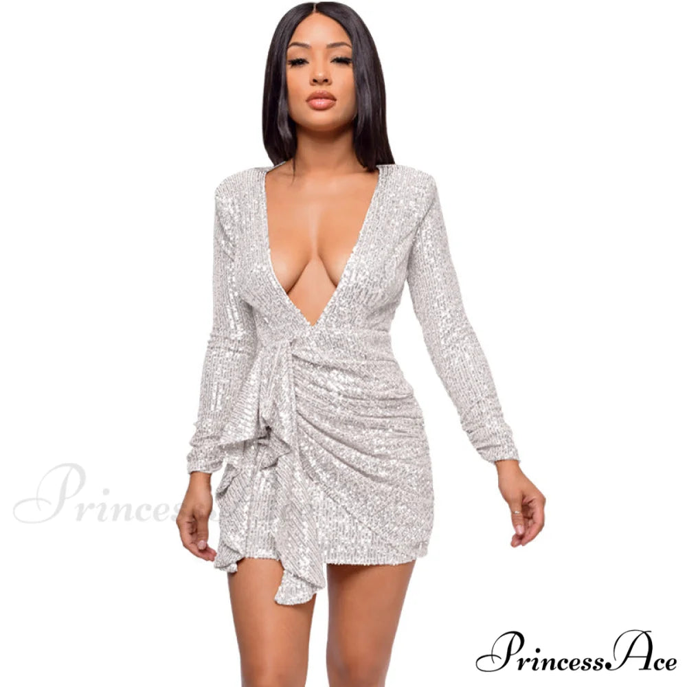 Sadie Formal Long Charming Sleeve Sequin Mini Dress