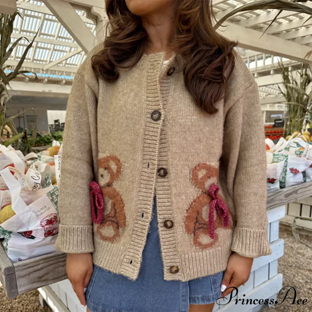 Santa Snowman Embroidery Cardigan