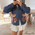 Santa Snowman Embroidery Cardigan