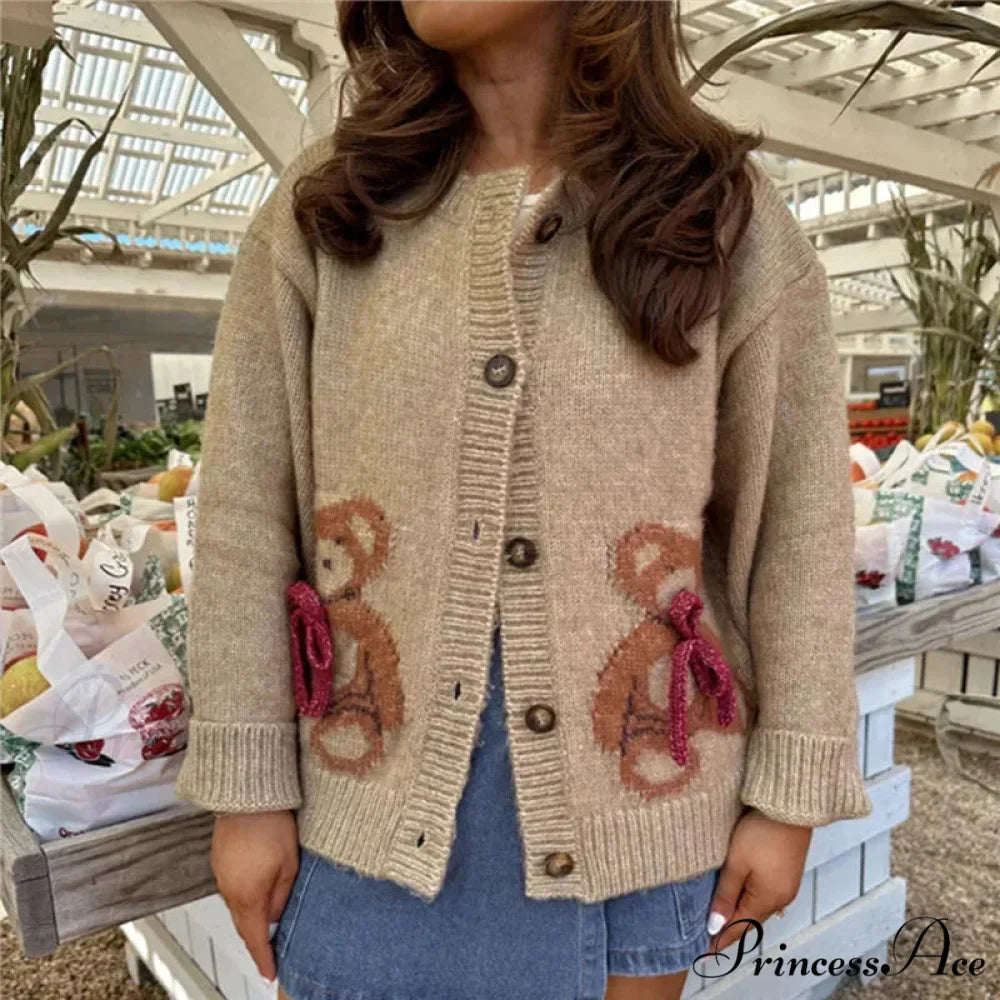 Santa Snowman Embroidery Cardigan