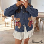 Santa Snowman Embroidery Cardigan