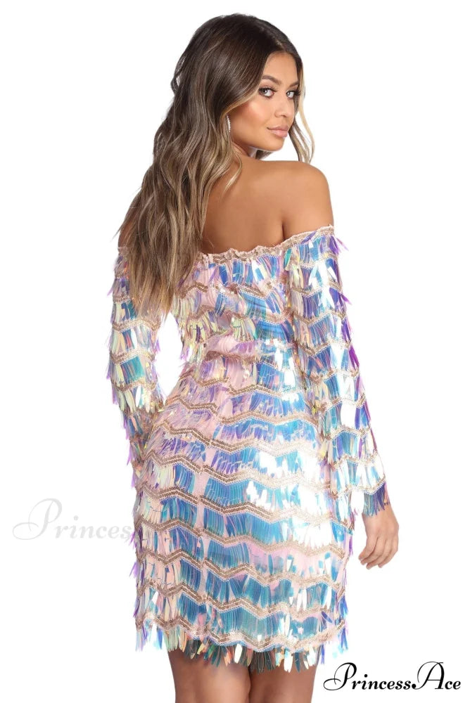 Sarai Formal Stylish Sequin Mini Dress