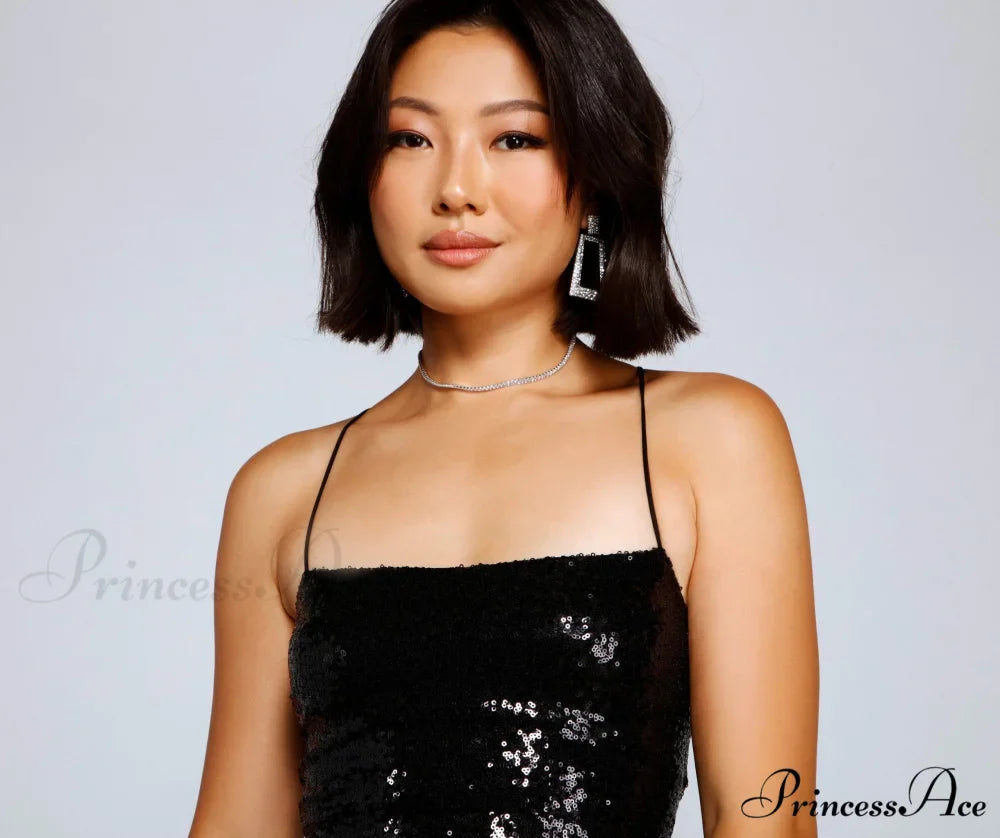 Sassy In Stylish Sequins Skater Dress