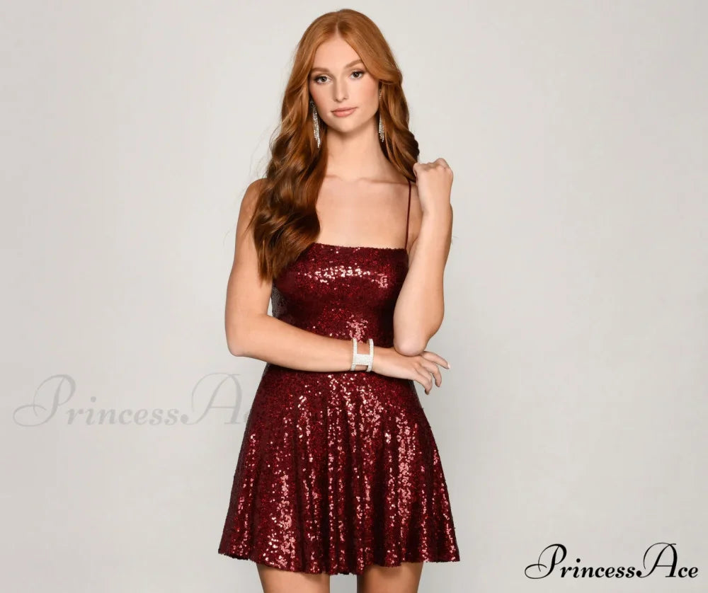 Sassy In Stylish Sequins Skater Dress