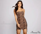 Sassy Snake Print Charming Ruched Mini Dress