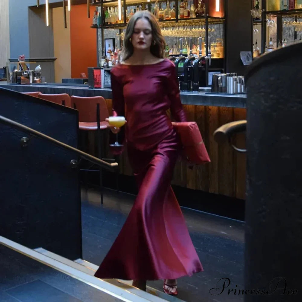 Satin Backless Maxi Dress