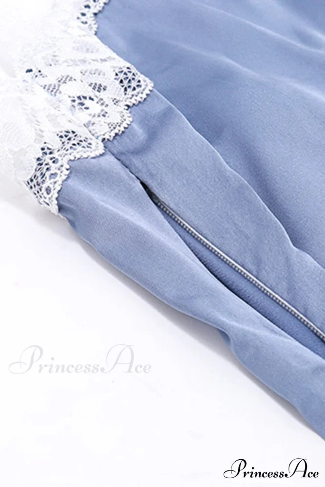 Satin Halter Lace Patchwork Dress