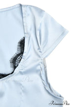 Satin Mini Dress with Lace Patchwork