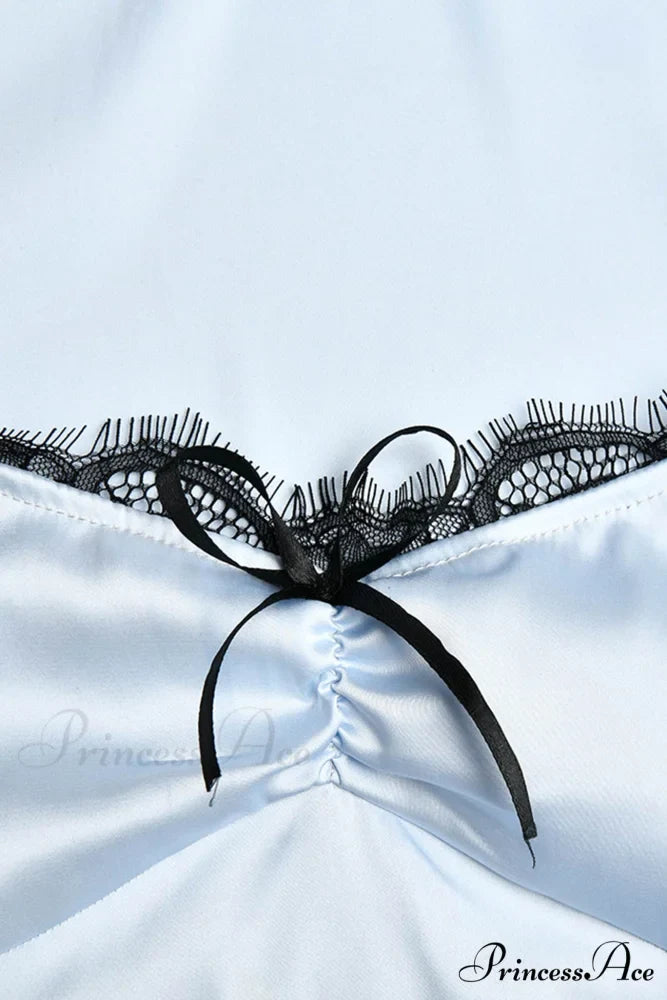 Satin Mini Dress with Lace Patchwork