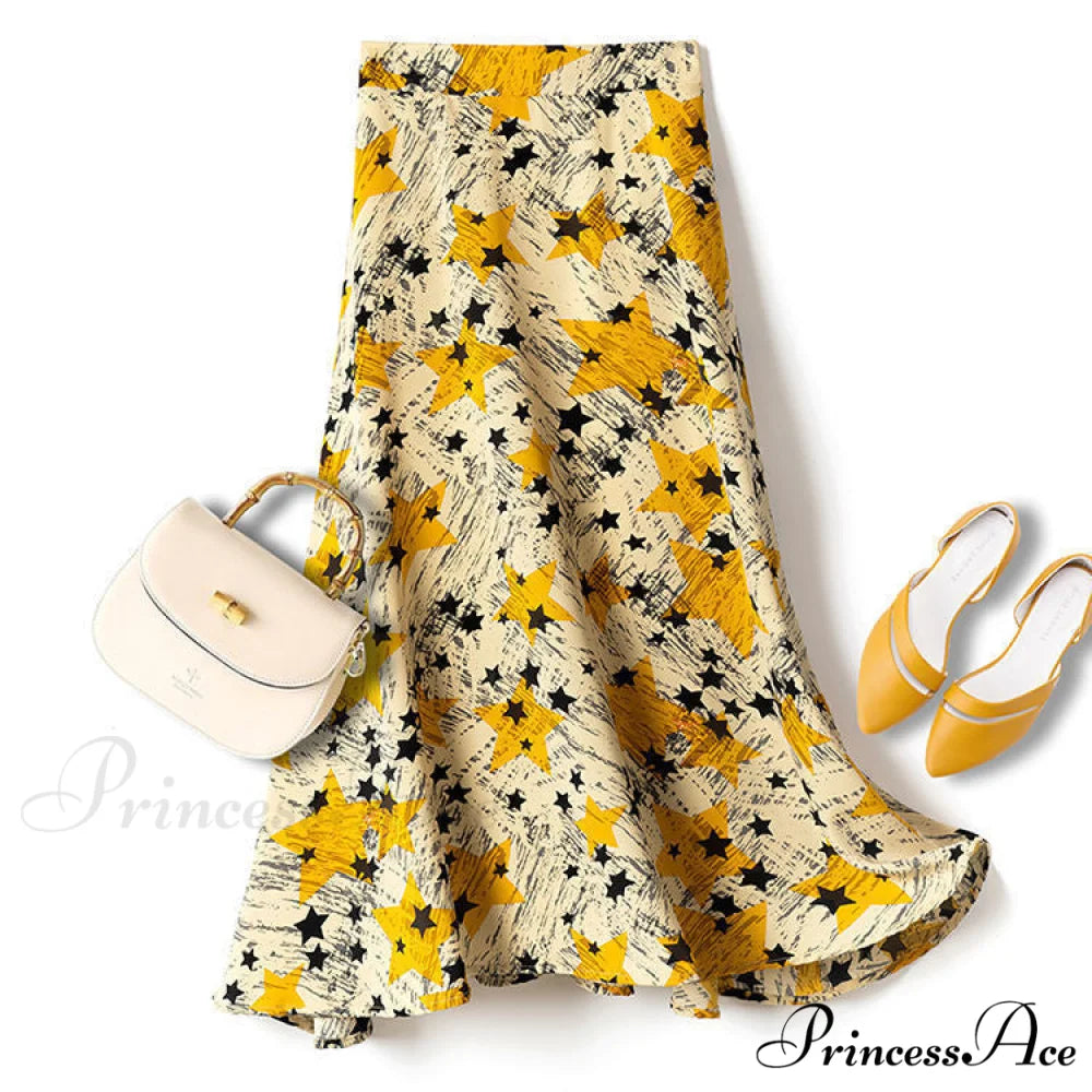 Satin Office Lady Silk Midi Skirts