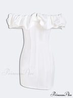 Satin Ruffled Stylish Strapless Mini Dress