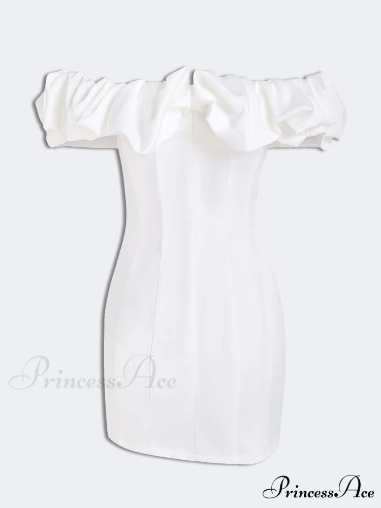 Satin Ruffled Stylish Strapless Mini Dress