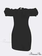 Satin Ruffled Stylish Strapless Mini Dress