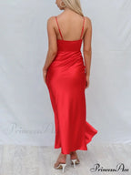 Satin Slit Stylish Midi Dresse