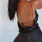 Satin Spaghetti Strap Summer Split V-neck Elegant Sleeveless Backless Club Party Outfits Sexy