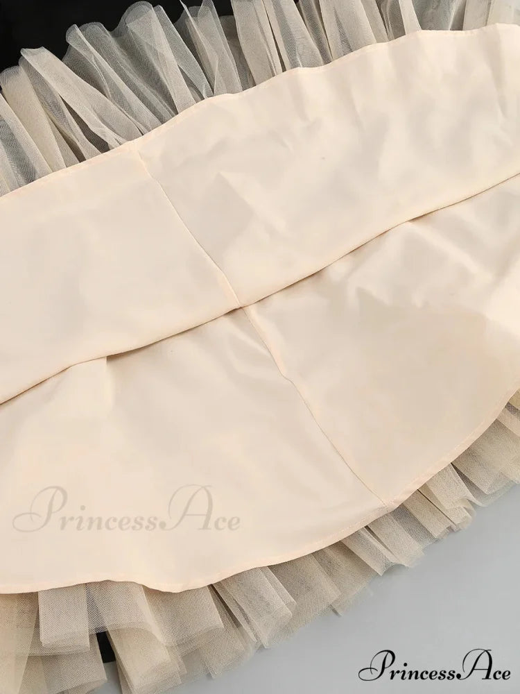 Satin Tulle Frill Charming Strap Mini Dress