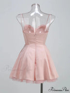 Satin Tulle Frill Charming Strap Mini Dress