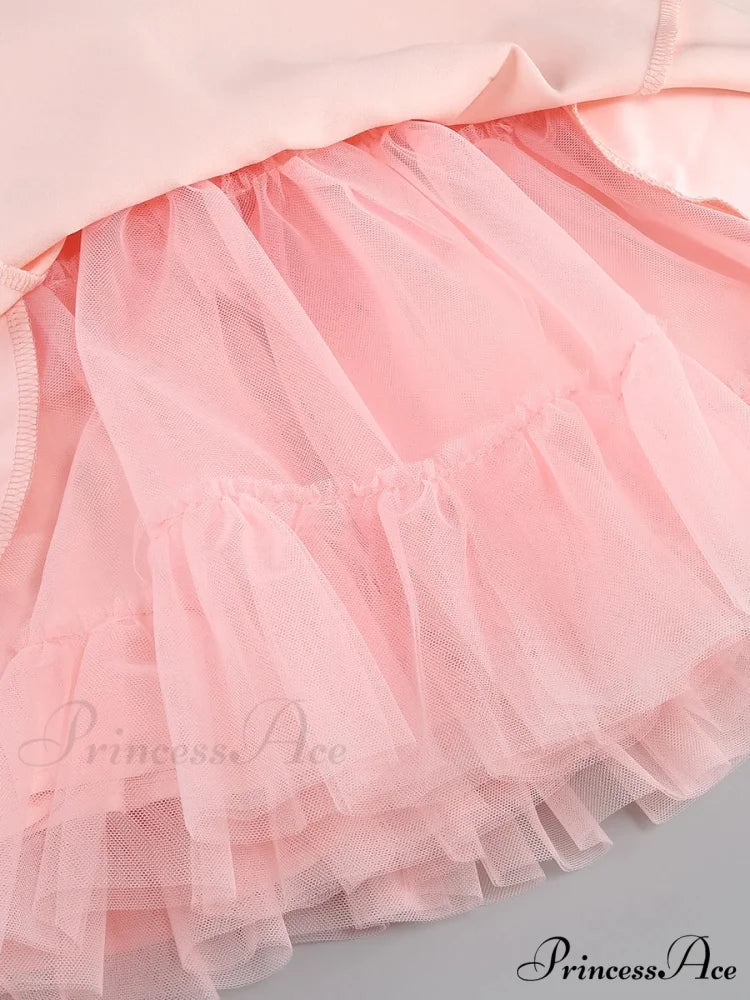 Satin Tulle Frill Charming Strap Mini Dress