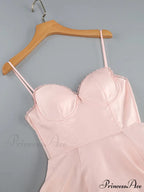 Satin Tulle Frill Charming Strap Mini Dress