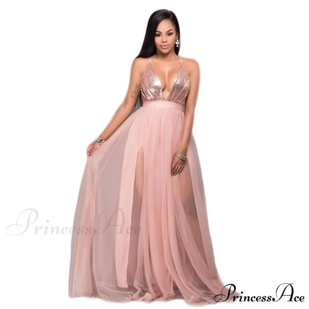 Saylor Formal Double Charming Slit Tulle Dress