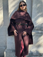 Scarf Collar Wool Blend Coat