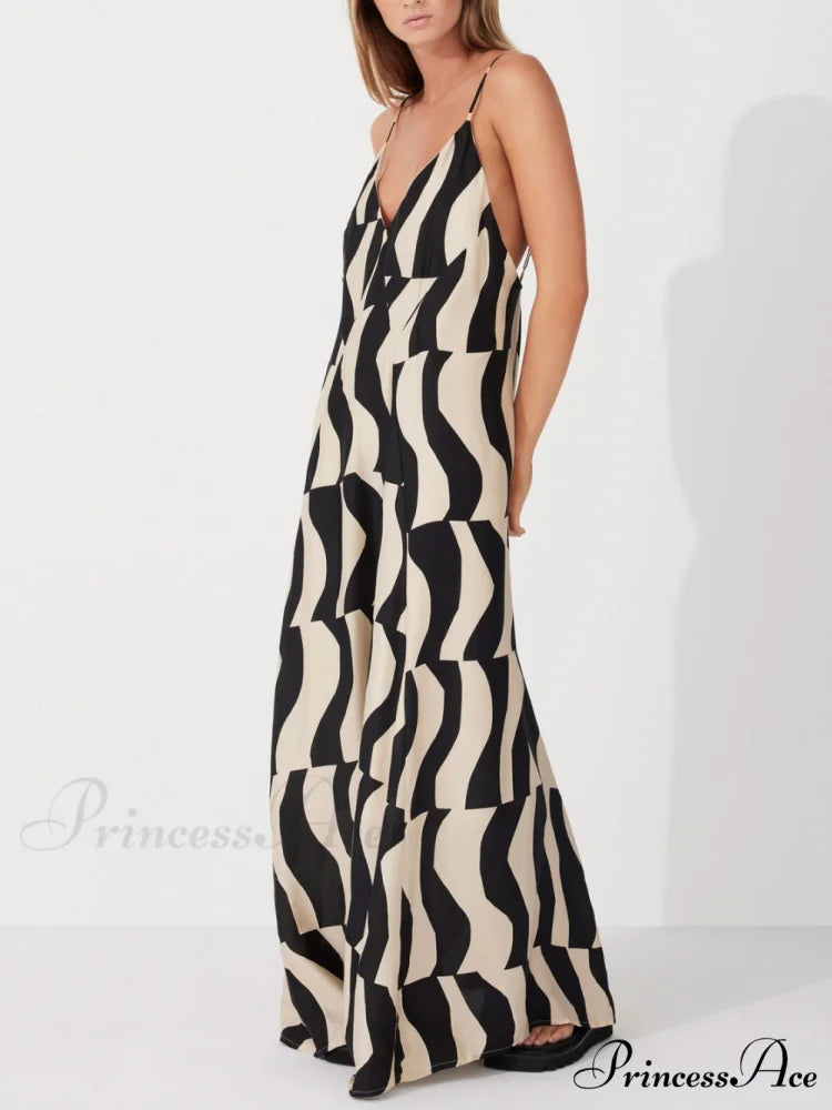 Scooped Back Relaxed Charming Fit Style Maxi Dress