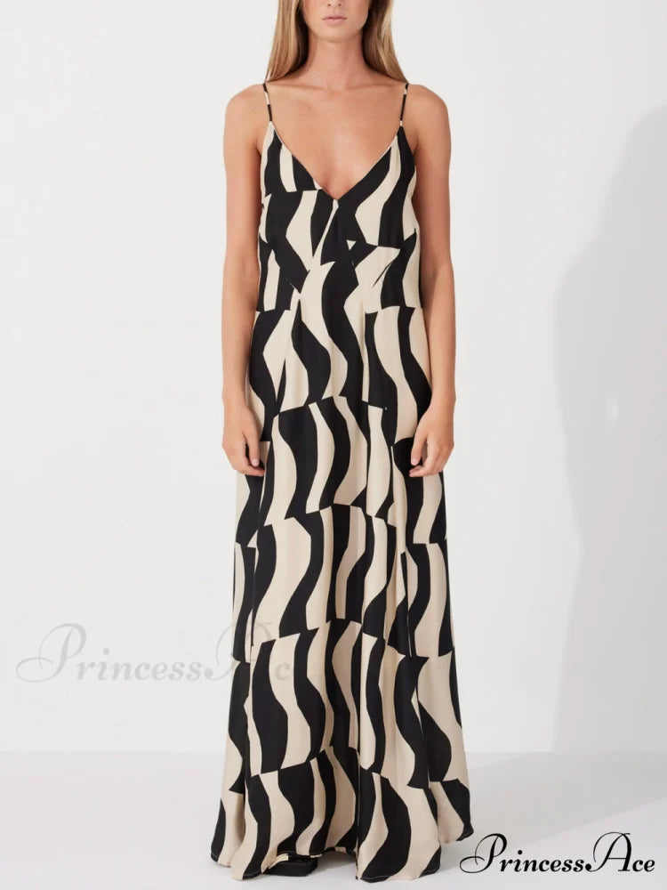 Scooped Back Relaxed Charming Fit Style Maxi Dress