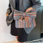 Seaside Arc Form Straw Clutch Wristlet