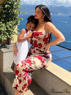 Seductive 2000s Floral Pattern Open-Back Body-Hugging Midi Dress