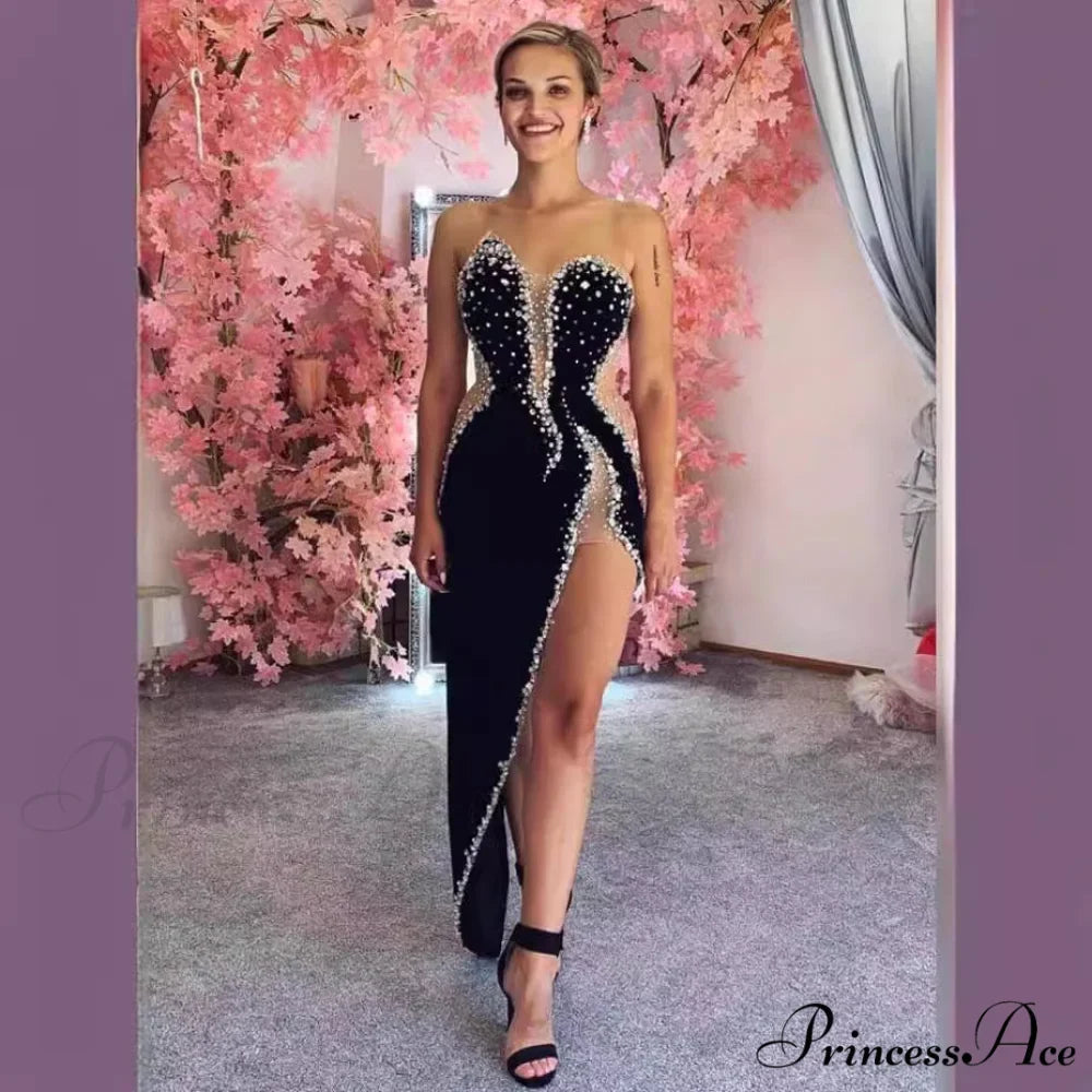 Seductive Bandeau Embellished Bodycon Dress Celebration Prom Dress