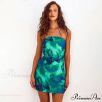 Seductive Bandeau Flower Pattern High Rise Mini Dress